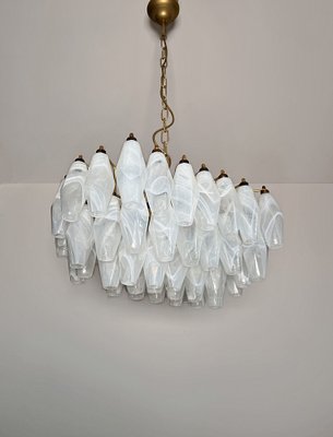 Murano Poliedri Chandelier with White Alabaster Glasses by Carlo Scarpa-FHZ-2041214