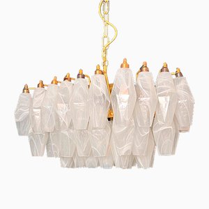 Murano Poliedri Chandelier with White Alabaster Glasses by Carlo Scarpa-FHZ-2041214