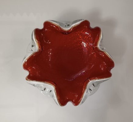 Murano Red and White Glass Ashtray, 1980-UH-1811741