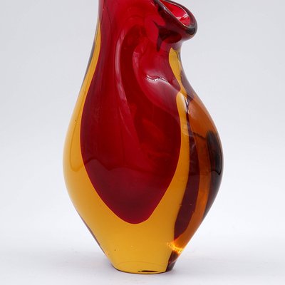 Murano Red Yellow Sommerso Art Glass Vase by Flavio Poli-NYF-2019135