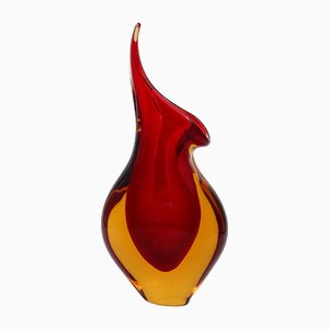 Murano Red Yellow Sommerso Art Glass Vase by Flavio Poli-NYF-2019135