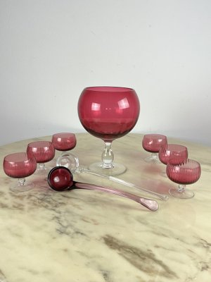 Murano Sangria Glass Set, Italy, 1940s, Set of 9-YST-1731578