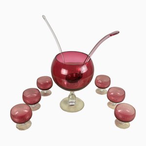 Murano Sangria Glass Set, Italy, 1940s, Set of 9-YST-1731578