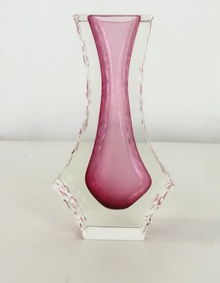 Murano Sommerso Ice Pink Faceted Vase by Mandruzzato-KT-1767767