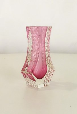 Murano Sommerso Ice Pink Faceted Vase by Mandruzzato-KT-1767767