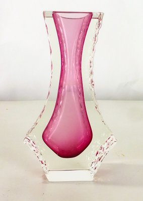 Murano Sommerso Ice Pink Faceted Vase by Mandruzzato-KT-1767767