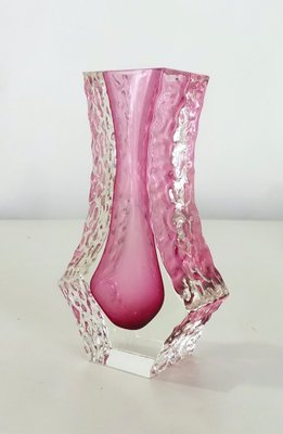 Murano Sommerso Ice Pink Faceted Vase by Mandruzzato-KT-1767767