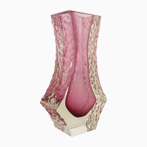 Murano Sommerso Ice Pink Faceted Vase by Mandruzzato-KT-1767767