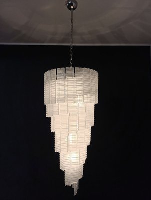 Murano Spiral Frosted Glass Chandelier, 1990s-FHZ-883592