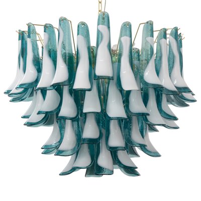 Murano Teal and White Glass Chandelier, 1990s-MPO-2019703