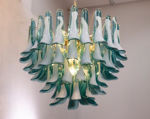 Murano Teal and White Glass Chandelier, 1990s-MPO-2019703