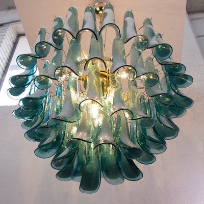 Murano Teal and White Glass Chandelier, 1990s-MPO-2019703