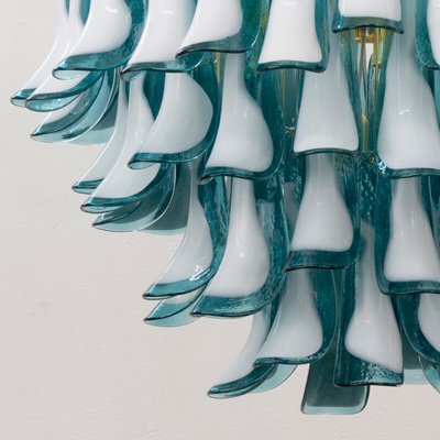 Murano Teal and White Glass Chandelier, 1990s-MPO-2019703