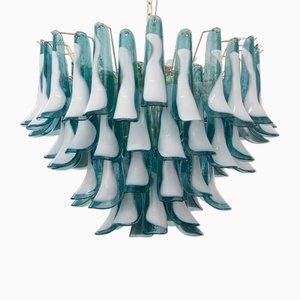 Murano Teal and White Glass Chandelier, 1990s-MPO-2019703