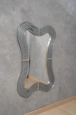 Murano Teal Glass and Brass Wall Mirror, 1990s-UH-1293259