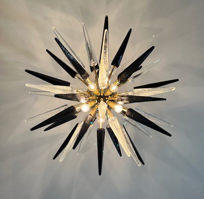 Murano Trasparent and Black Glass Sputnik Chandelier, 1990-FHZ-2023524