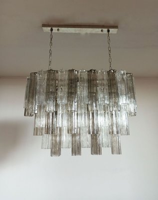 Murano Tube Chandelier with 62 Transparent and Smoked Glass, 1982-FHZ-695992