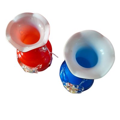 Murano Vases with Intense Blue and Red, Set of 2-TCS-1138607