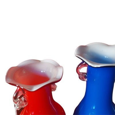 Murano Vases with Intense Blue and Red, Set of 2-TCS-1138607