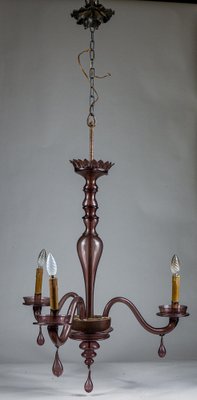 Murano Viola Glass Chandelier, Italy, 1940s-RAQ-1406871