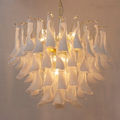 Murano White and Clear Glass Chandelier, 1990s-MPO-2019707