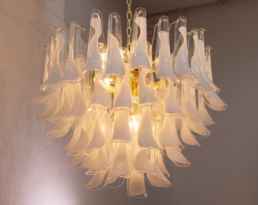 Murano White and Clear Glass Chandelier, 1990s-MPO-2019707