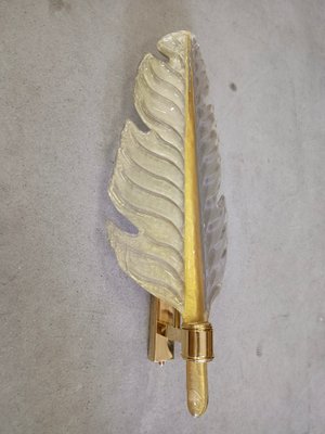 Murano White and Gold Glass and Brass Wall Light, 1980-UH-1804336