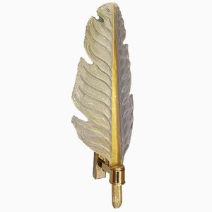 Murano White and Gold Glass and Brass Wall Light, 1980-UH-1804336