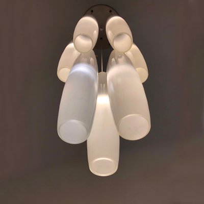 Murano White Glass Nine Tubes Chandelier by Alessandro Pianon for Vistosi, 1960s-HWV-1154981