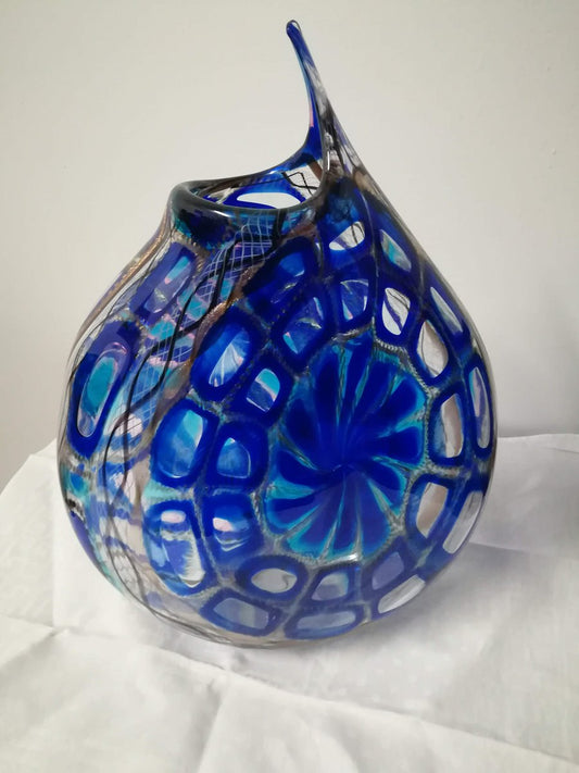 Murrine Blue Vase by d'Este's Zane