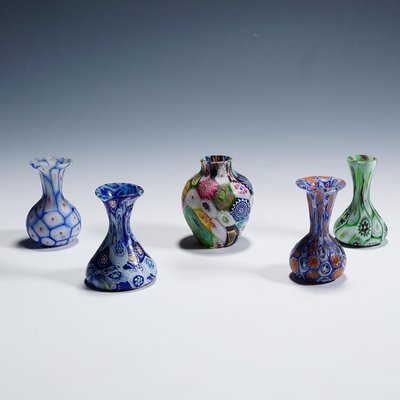 Murrine Vases attributed to Fratelli Toso, Murano, 1890s, Set of 5-KJP-1803455