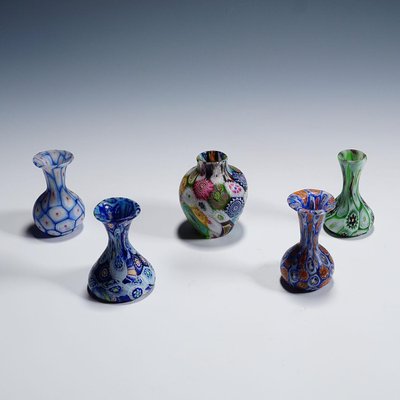 Murrine Vases attributed to Fratelli Toso, Murano, 1890s, Set of 5-KJP-1803455