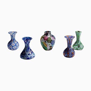 Murrine Vases attributed to Fratelli Toso, Murano, 1890s, Set of 5-KJP-1803455