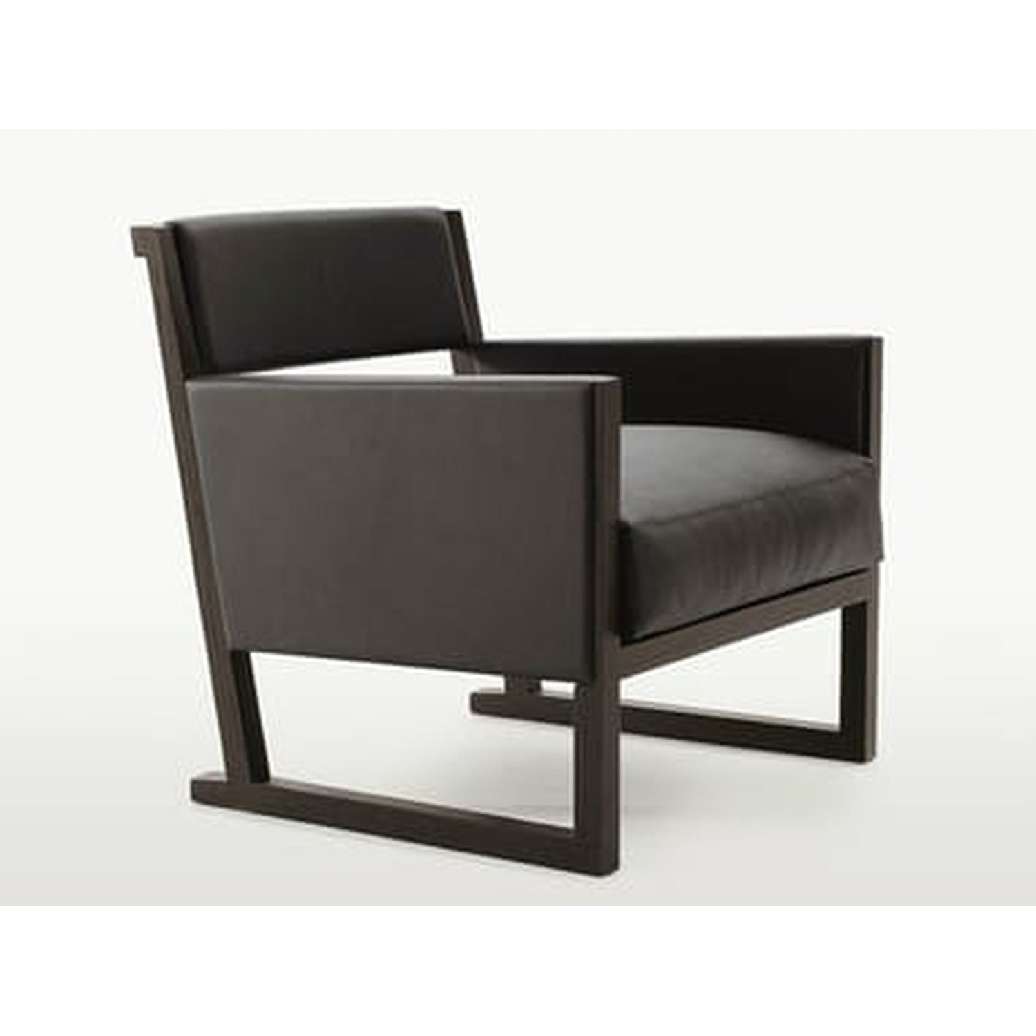 MUSA - Upholstered leather armchair with armrests