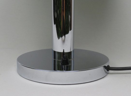 Mushroom Chrome Table Lamp with Dark Green Plastic Shade, 1960s-EY-754503