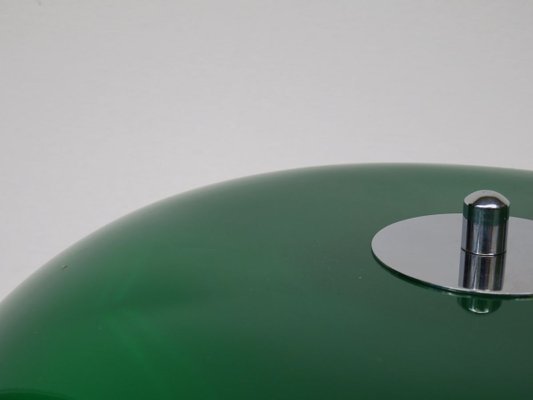 Mushroom Chrome Table Lamp with Dark Green Plastic Shade, 1960s-EY-754503