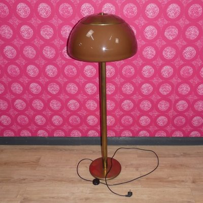 Mushroom Floor Lamp with Brown Shade Gold from Cosack Leuchten, 1970s-AFE-2031410