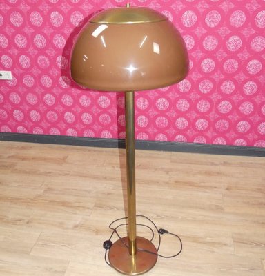 Mushroom Floor Lamp with Brown Shade Gold from Cosack Leuchten, 1970s-AFE-2031410