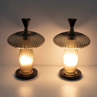 Mushroom-Shaped Table Lamps Murano Glass and Brass in Feng Shui style, Set of 2-FER-2035747