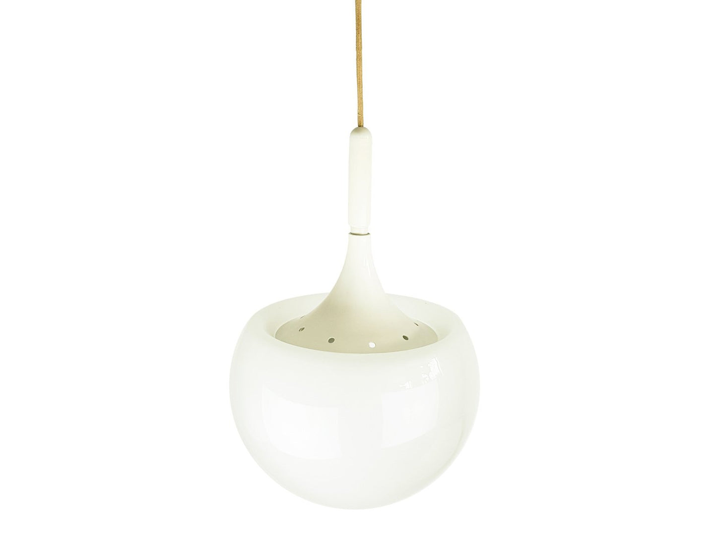 Mushroom-Shaped White Metal and Sandblasted Glass Pendant Lamp attributed to Martinelli Luce, 1960s