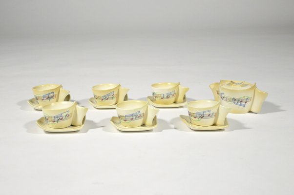 Music Coffee Service by Mario Sturani for Lenci Turin, 1940s, Set of 7-WG-1388664