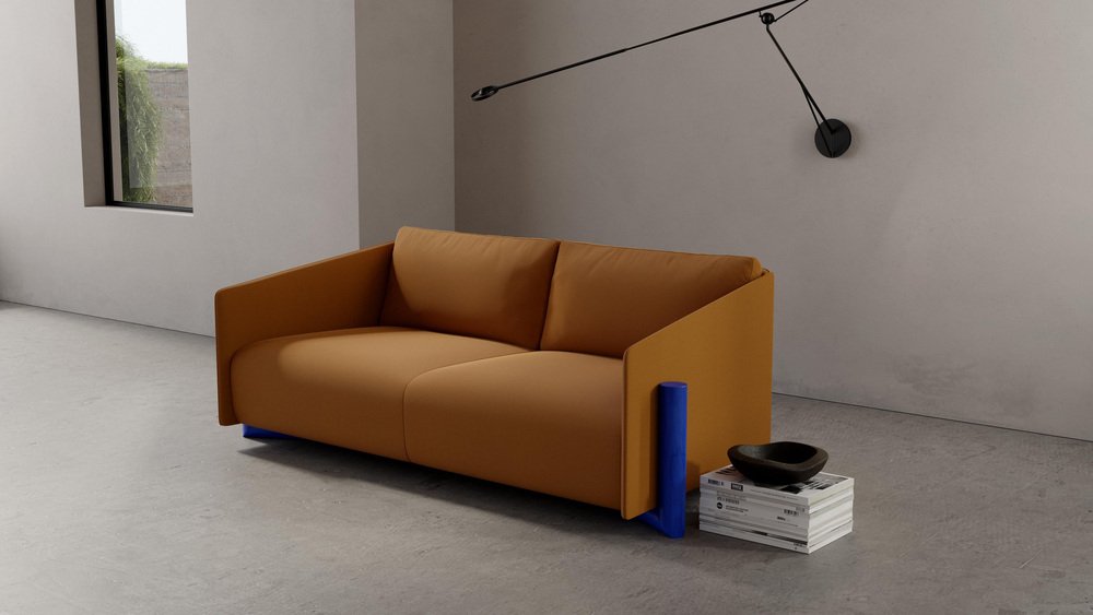 Mustard Timber 3-Seater Sofa by Kann Design