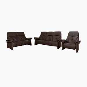 Musterring Three-Seater Sofa Set in Leather, Set of 3-RQW-2041475