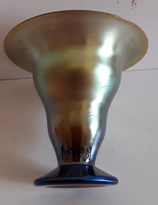 Myra Vase or Bowl on Stand in Blue, Green & Gold Crystal Glass from WMF, 1930s-HOI-973922