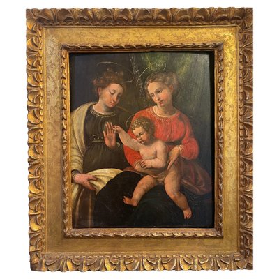 Mystical Marriage of Saint Catherine, 16th Century, Oil on Panel, Framed-PKM-2036560