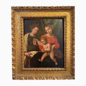 Mystical Marriage of Saint Catherine, 16th Century, Oil on Panel, Framed-PKM-2036560