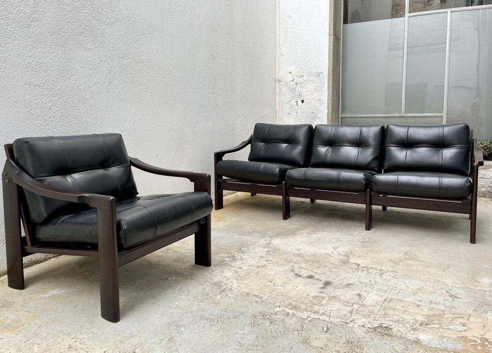 N.416 Sofa and Lounge Chairs by Gregorio Vicente Cortés for H. Muebles, Spain, 1964, Set of 3