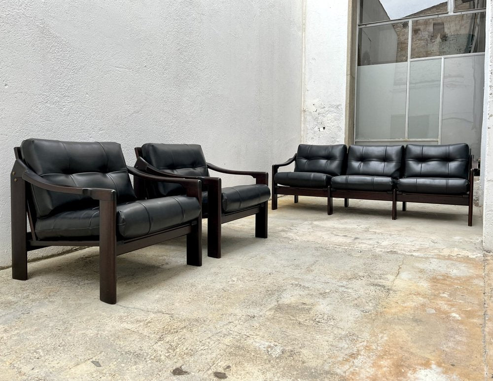 N.416 Sofa and Lounge Chairs by Gregorio Vicente Cortés for H. Muebles, Spain, 1964, Set of 3