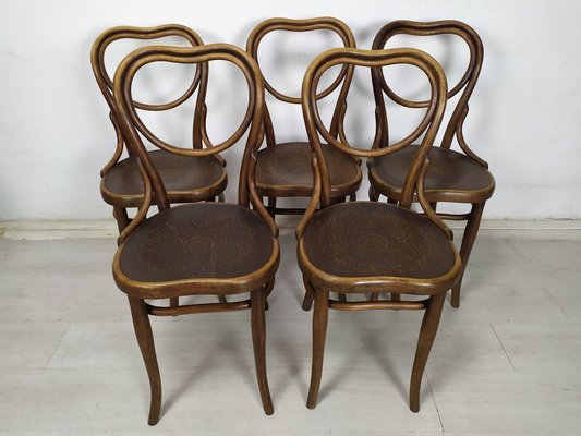 N28 Heart Chairs from Thonet, 1890s, Set of 5-EAD-1742709