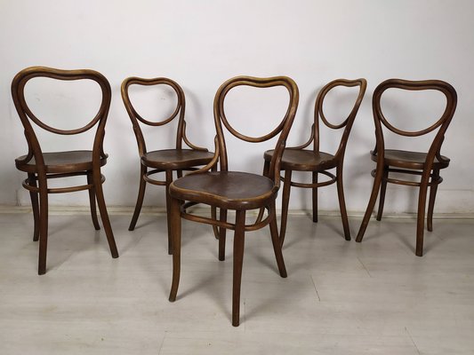 N28 Heart Chairs from Thonet, 1890s, Set of 5-EAD-1742709